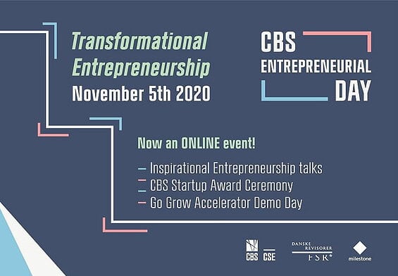 PRESSEMEDDELELSE: Discover the theme of “Transformational Entrepreneurship” at CBS Entrepreneurial Day 2020 the 5th of November